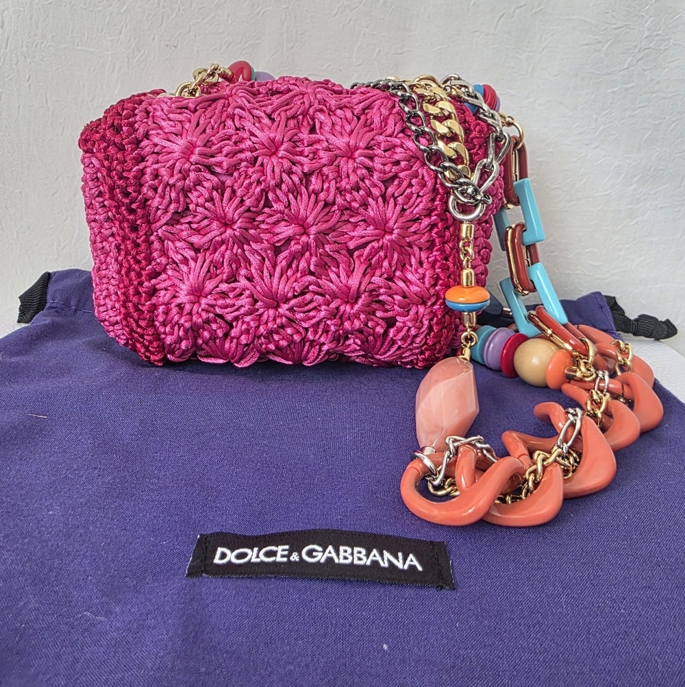 Auth Dolce & Gabbana Raffia Sicily Flap Shoulder Bag - Picture 5 of 11